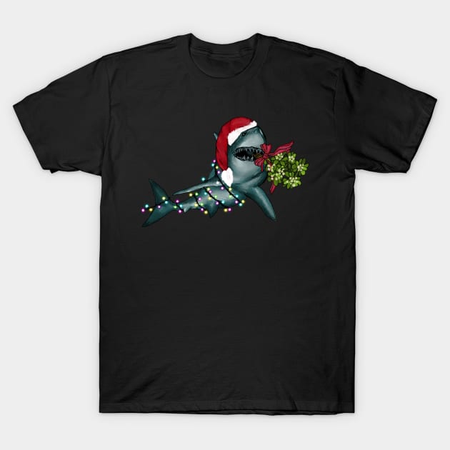 Festive Christmas Shark T-Shirt by Greydn